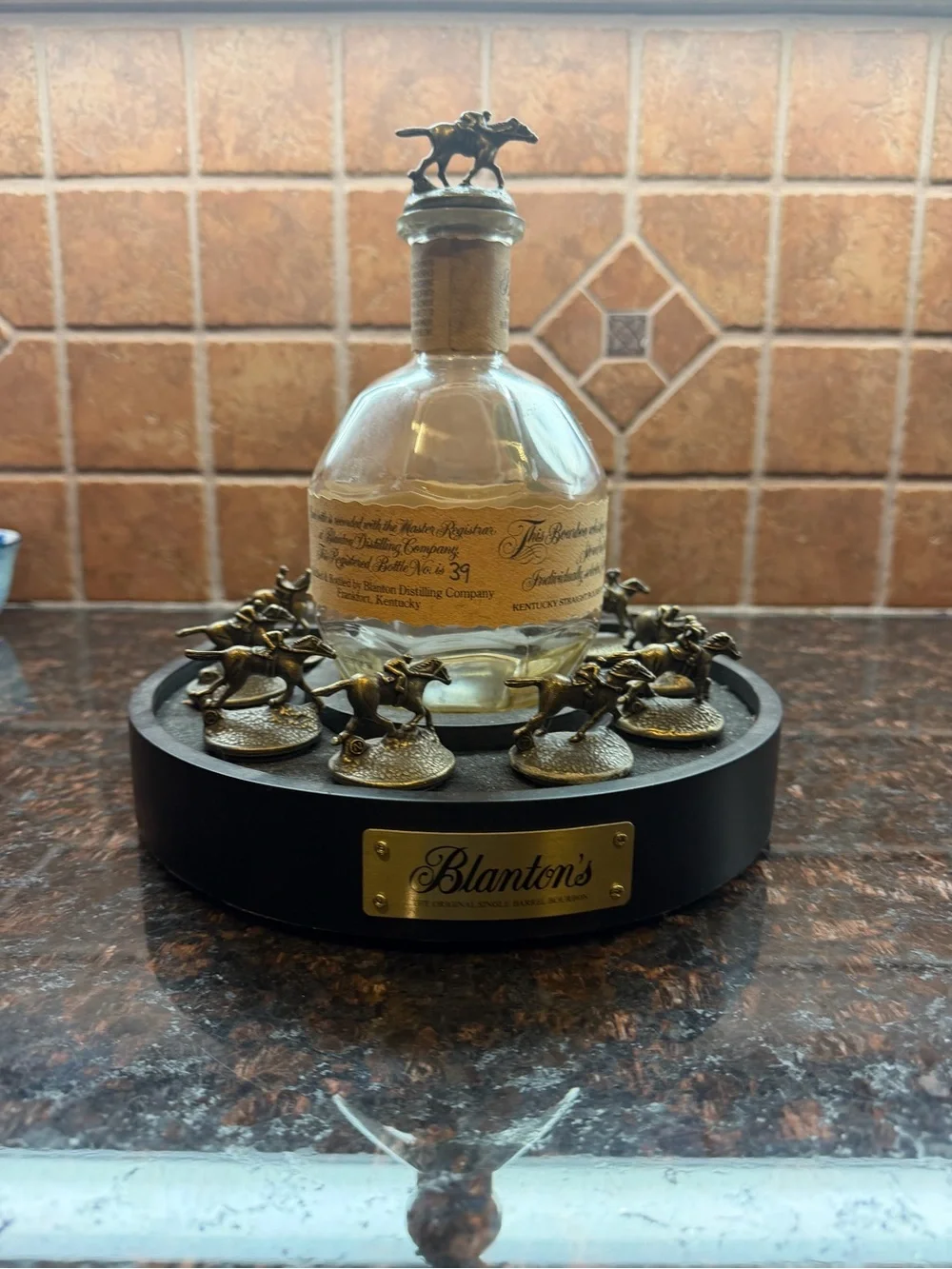 Collectible Blanton’s Stoppers Whiskey Bottle Display - Brown/Gold Accents